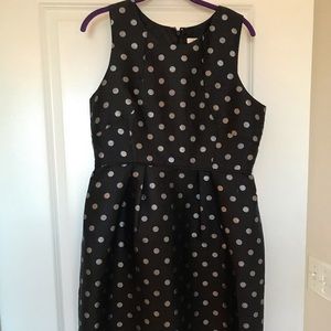 J crew black dress with silver polkadots.